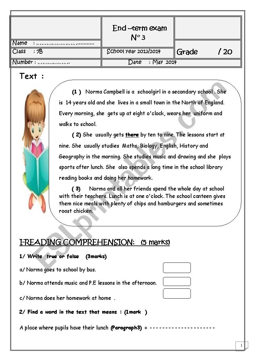 7th end  term 3 worksheet