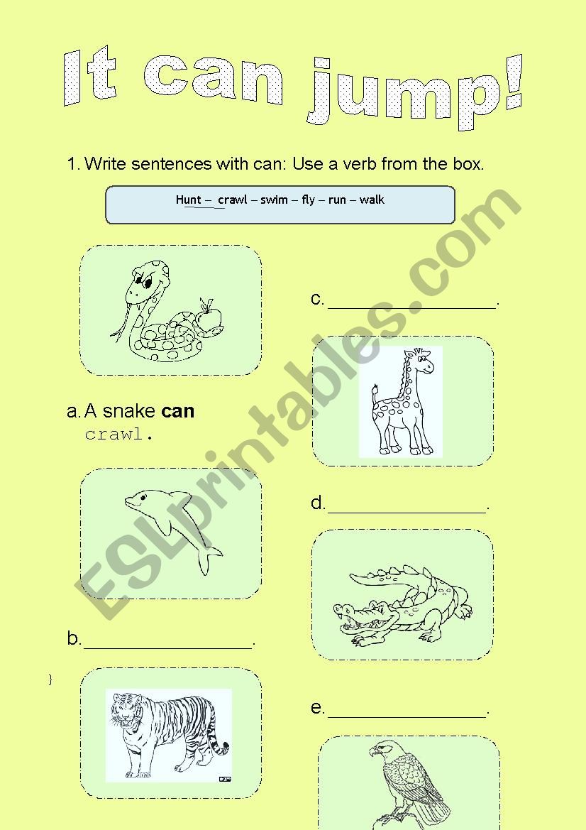 Can with animals  worksheet