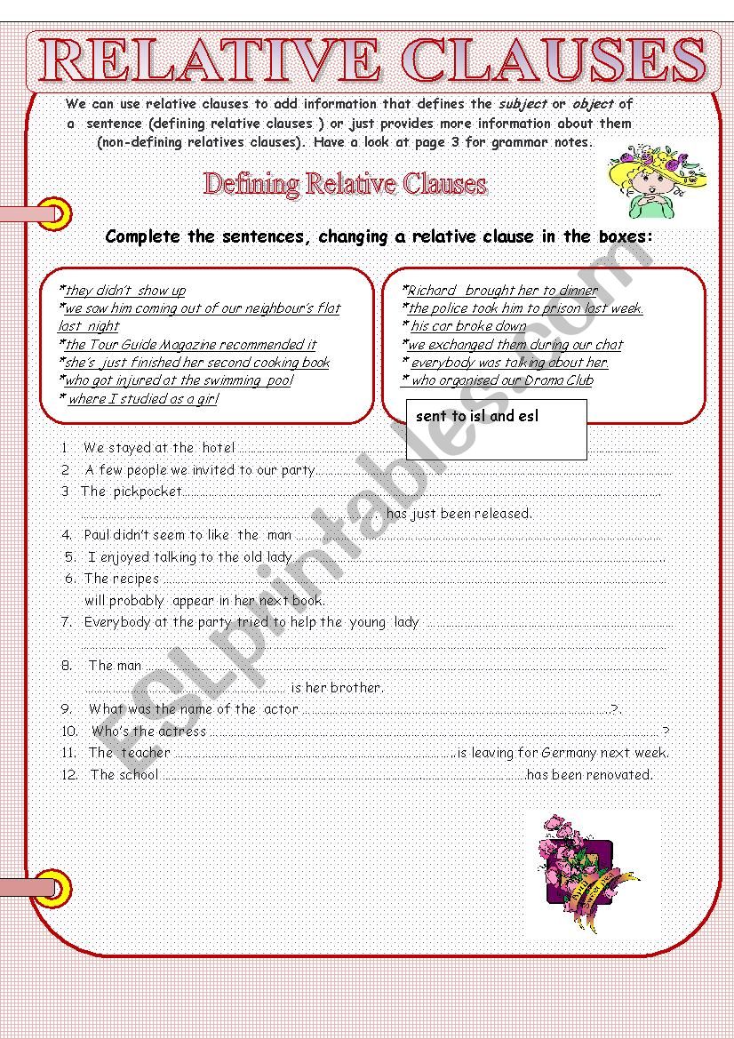 Defining and non-defining relative clauses