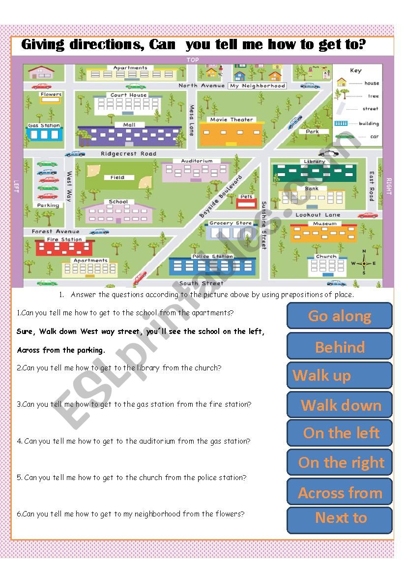 Giving directions worksheet