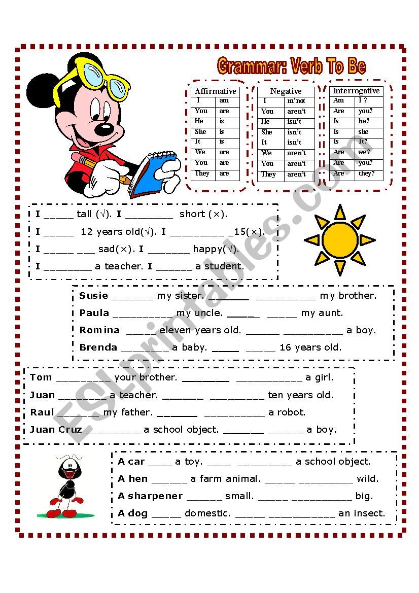 To Be worksheet