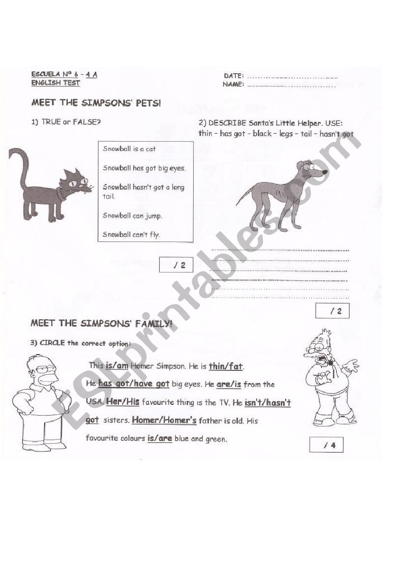 Children Test 1 worksheet