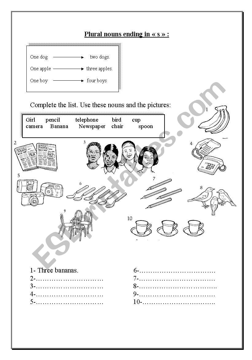 numers and plural forms worksheet