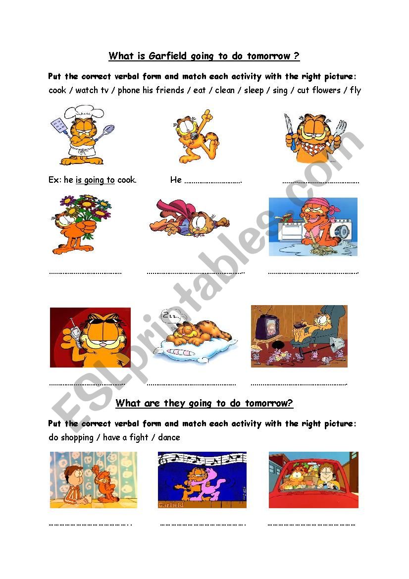 Be going to - Garfield  worksheet