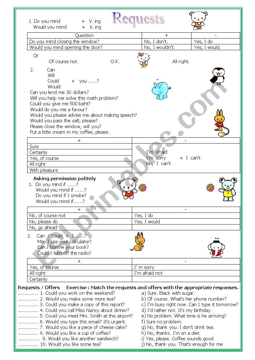 Requests worksheet