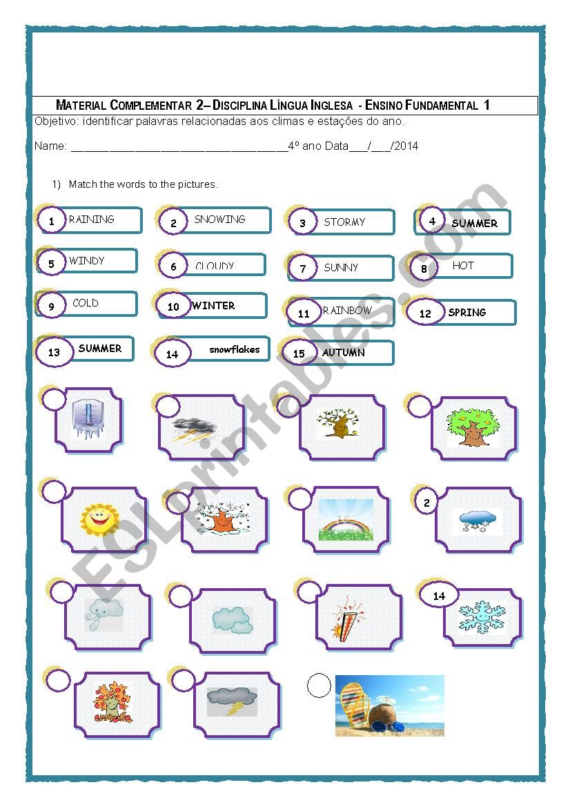 Weather worksheet