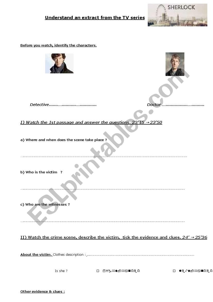 Crime scene  worksheet