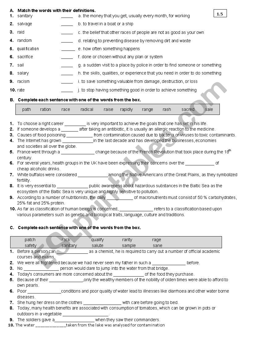 FCE VOCABULARY 1.5 worksheet