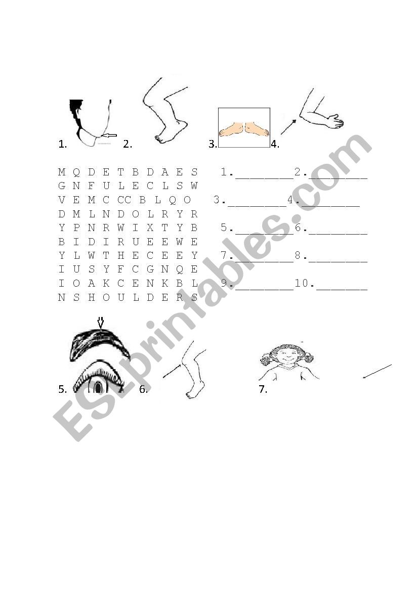 Parts of the body puzzle pic worksheet