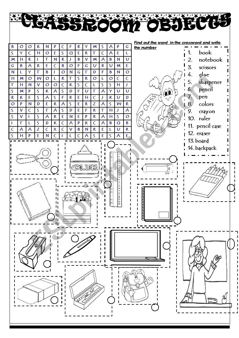 CLASSROOM OBJECTS worksheet