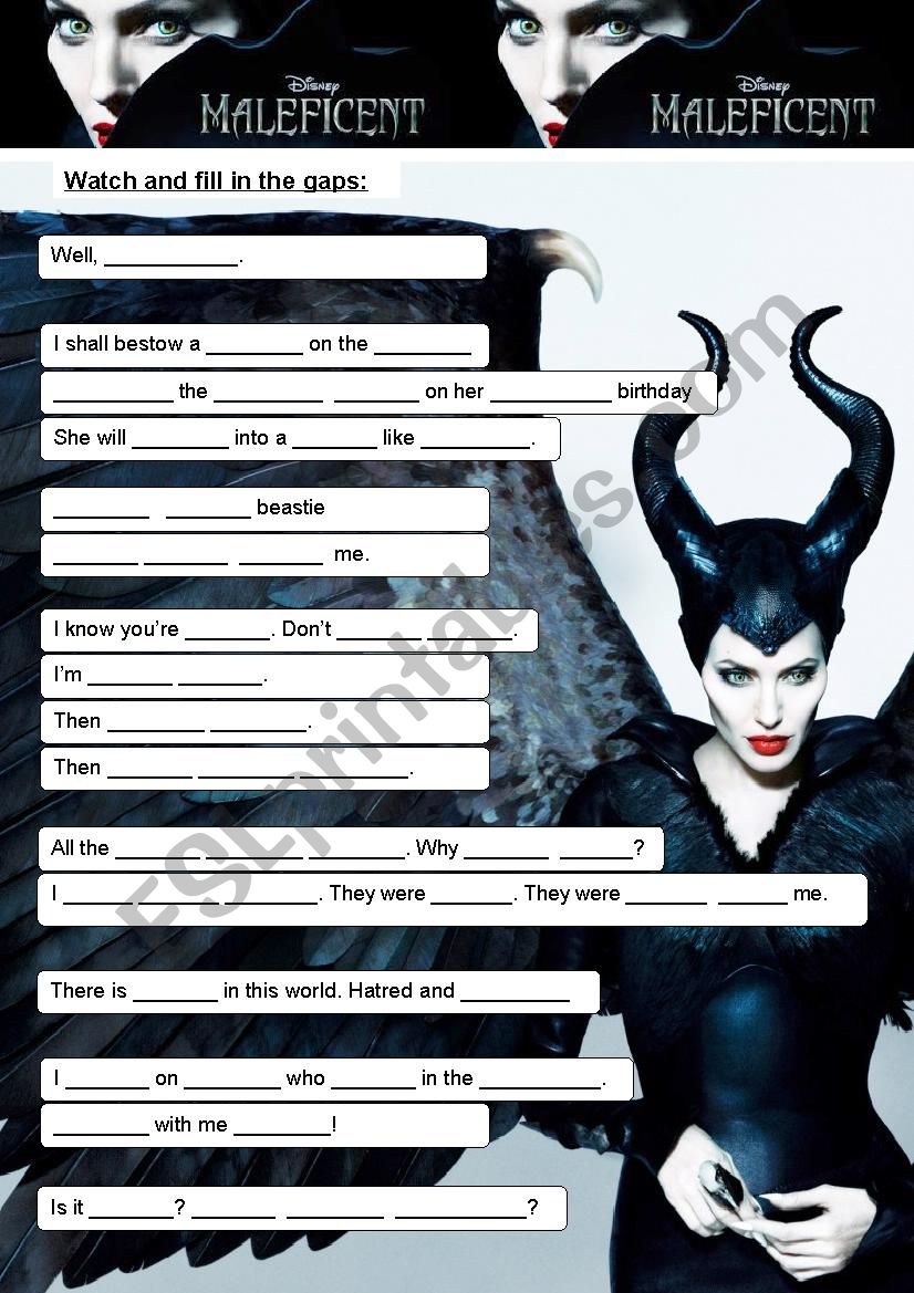 Maleficent (2) worksheet