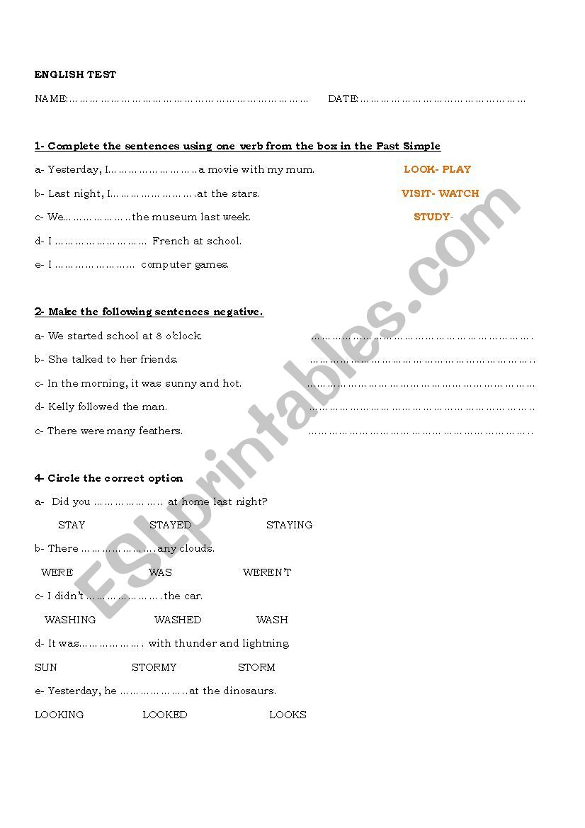 Simle Past Regular Verbs worksheet