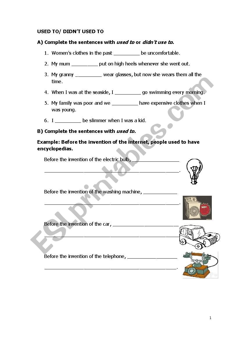 used to worksheet