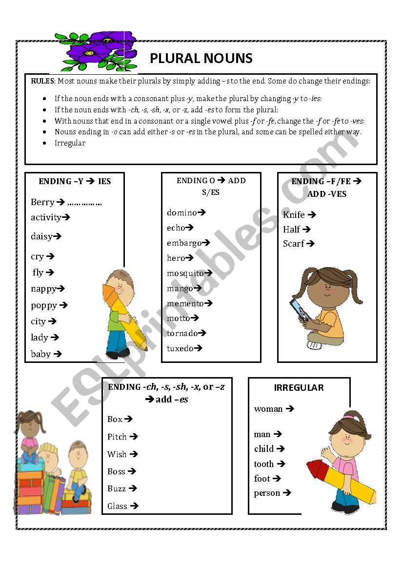 plural nouns worksheet