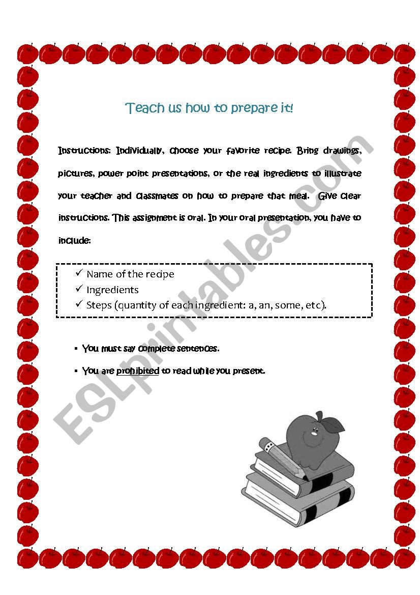 Teach us how to prepare it worksheet