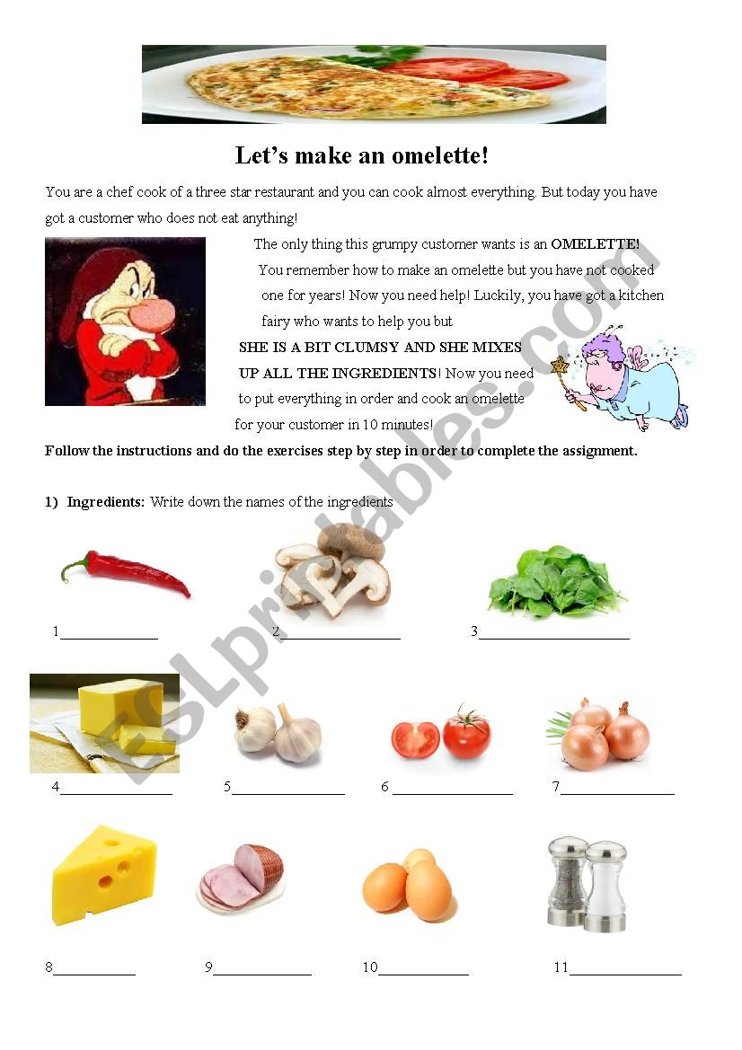 Lets make an omelette! worksheet