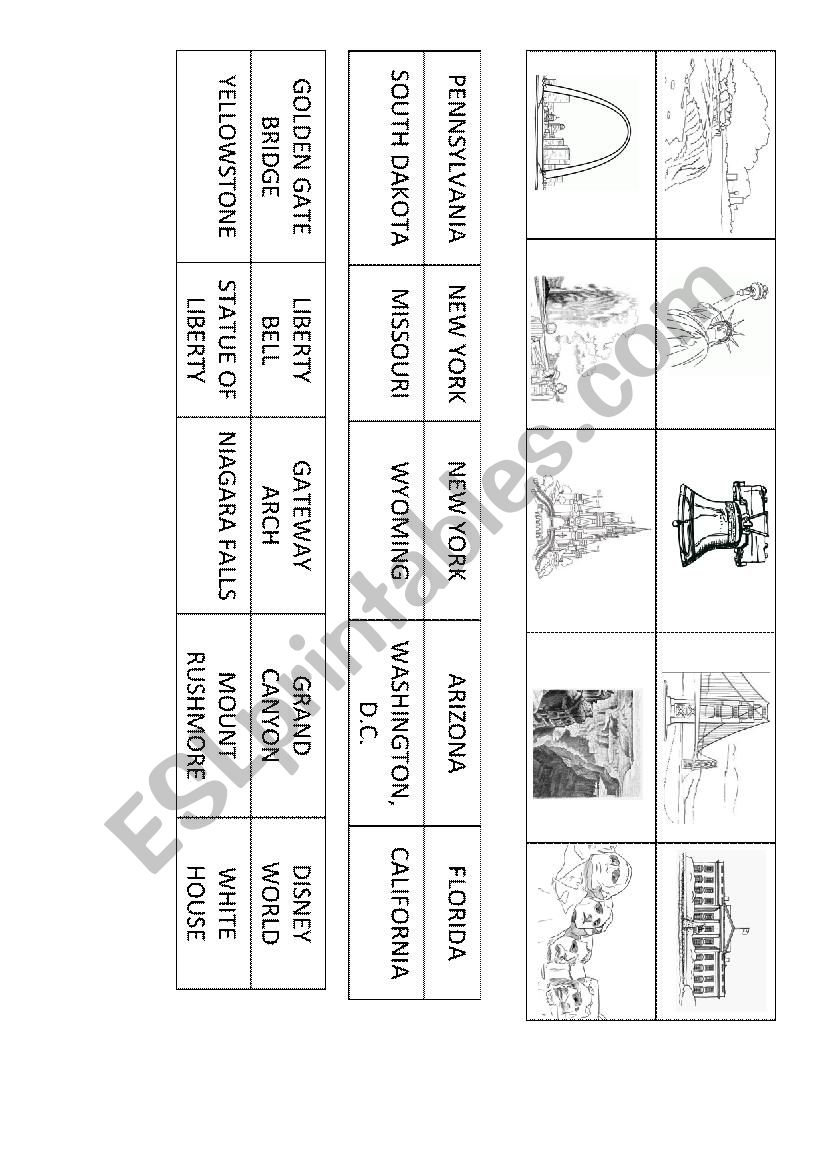 American Landmarks worksheet