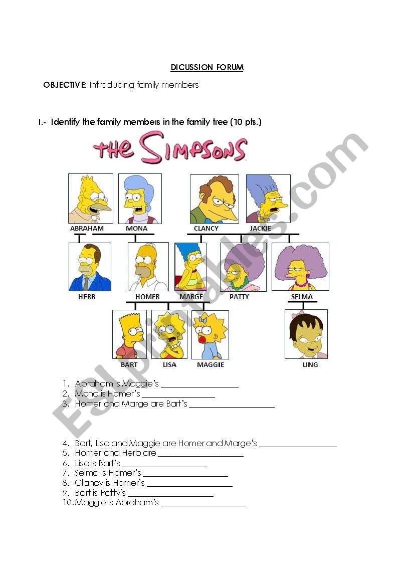 Family members and relatives worksheet