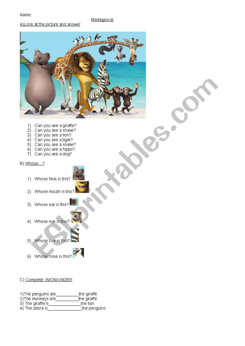 Madagascar worksheet