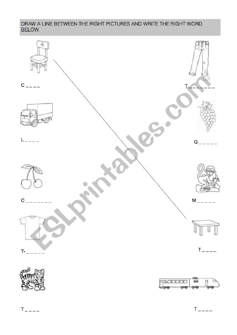 Match the pictures worksheet