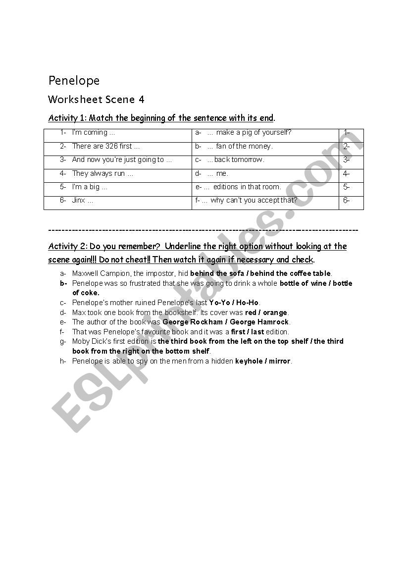 Penelope worksheet