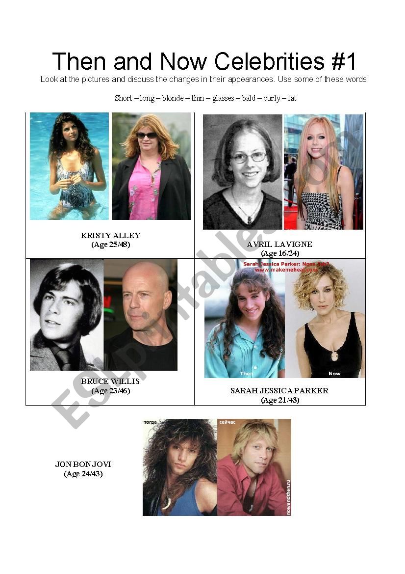 Celebrities Then And Now worksheet