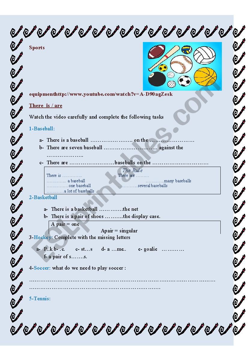 sport worksheet