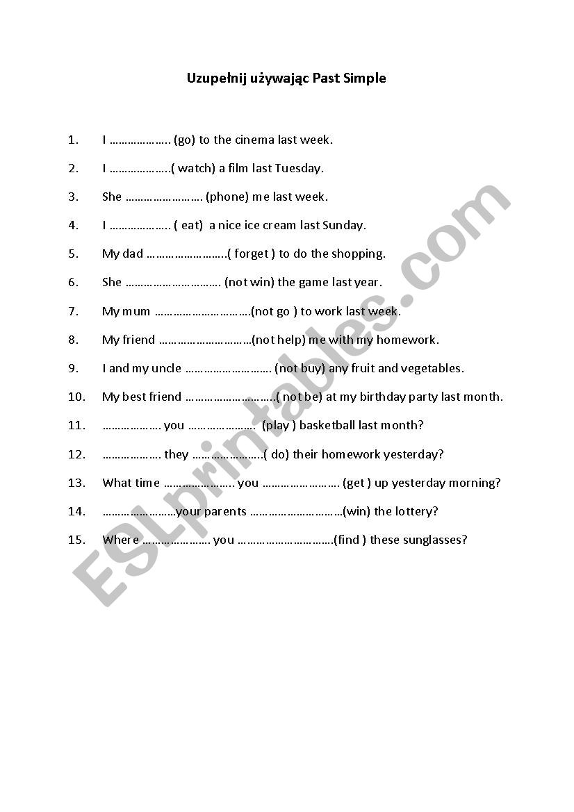 Past Simple worksheet