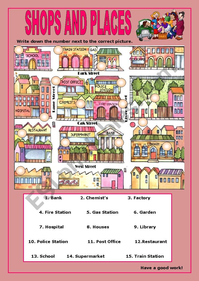 Shops and Places:4 worksheet