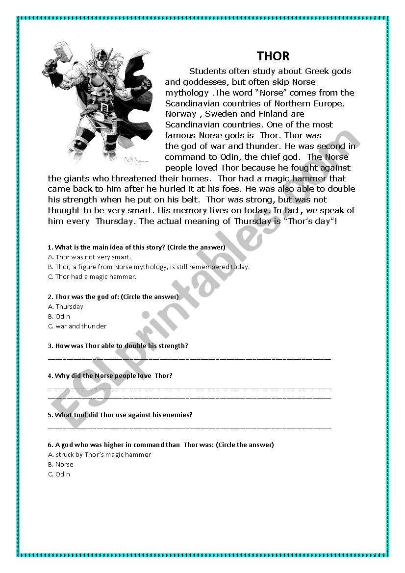 Thor worksheet