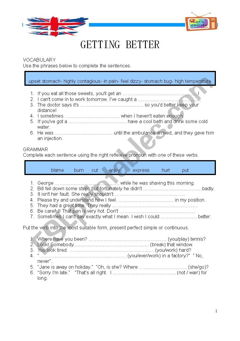 Getting Better worksheet