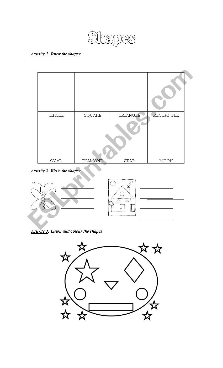 Shapes worksheet