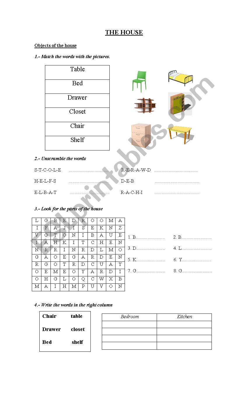 The House worksheet