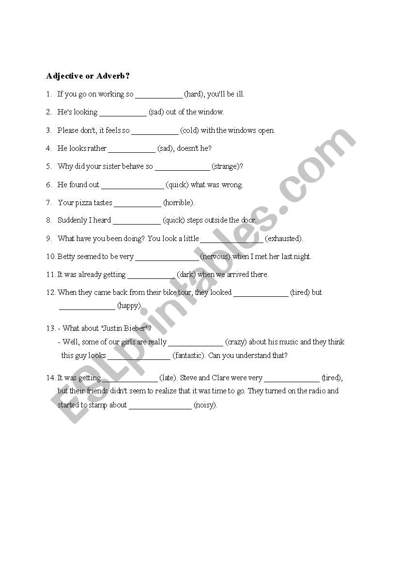 Adverb or Adjective? worksheet