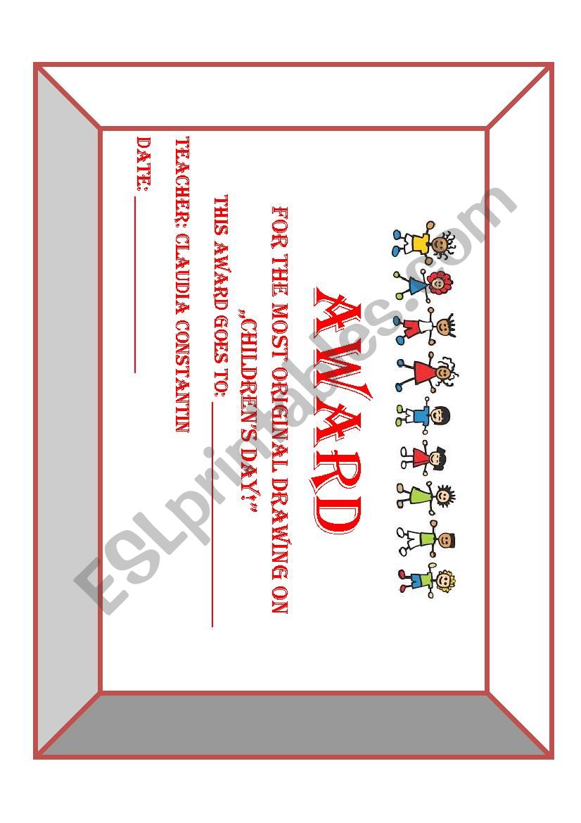 Childrens day award worksheet