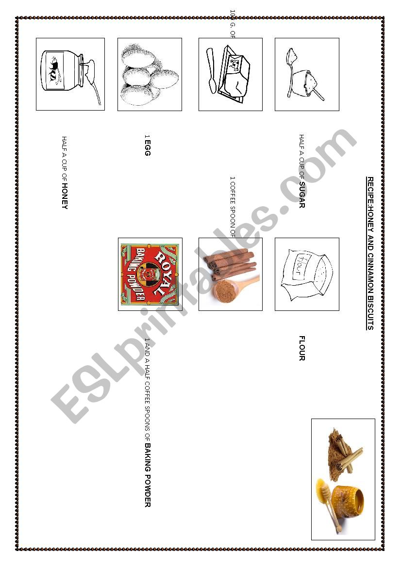Recipe: Honey biscuits worksheet