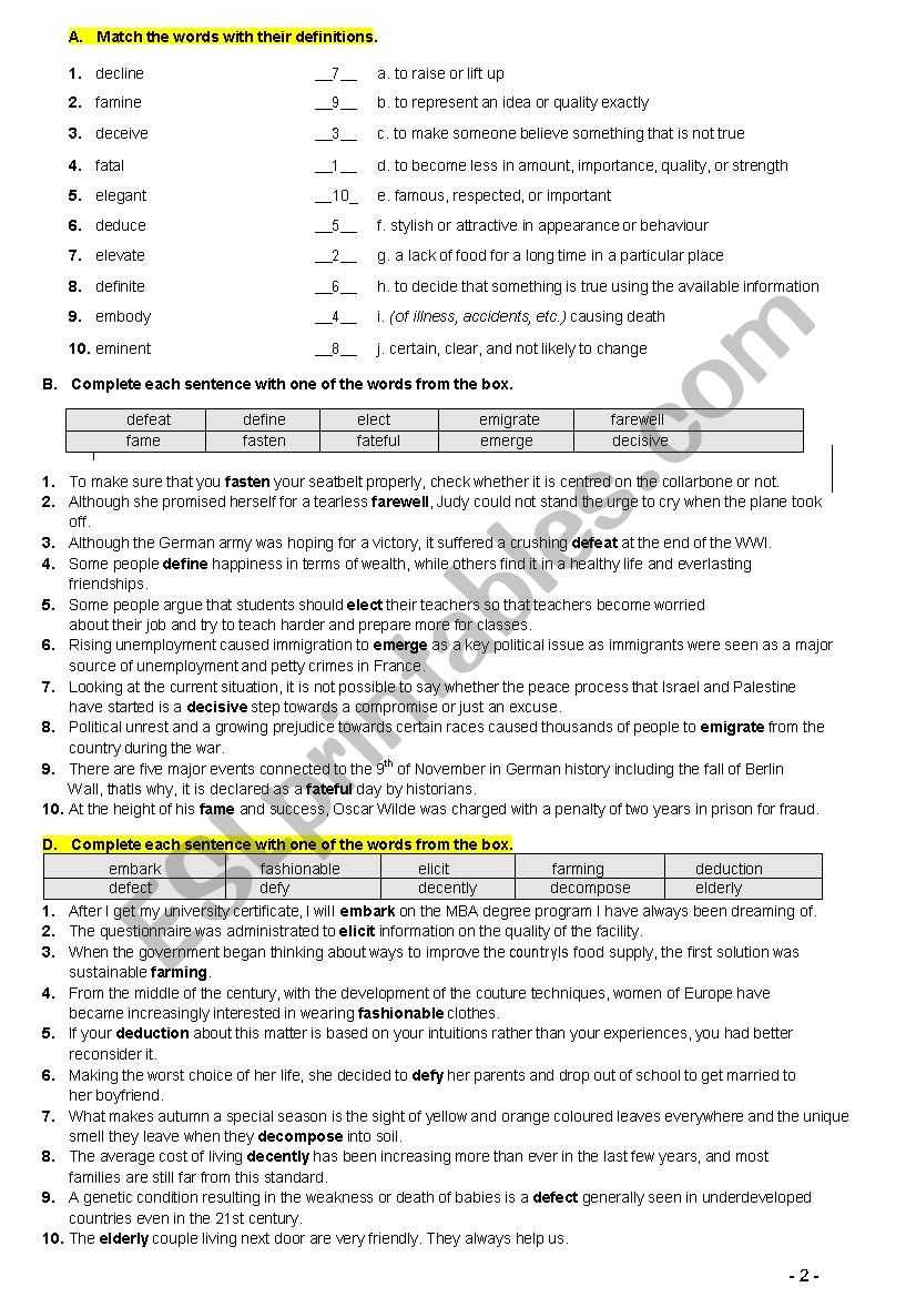 FCE VOCABULARY 2.2 worksheet