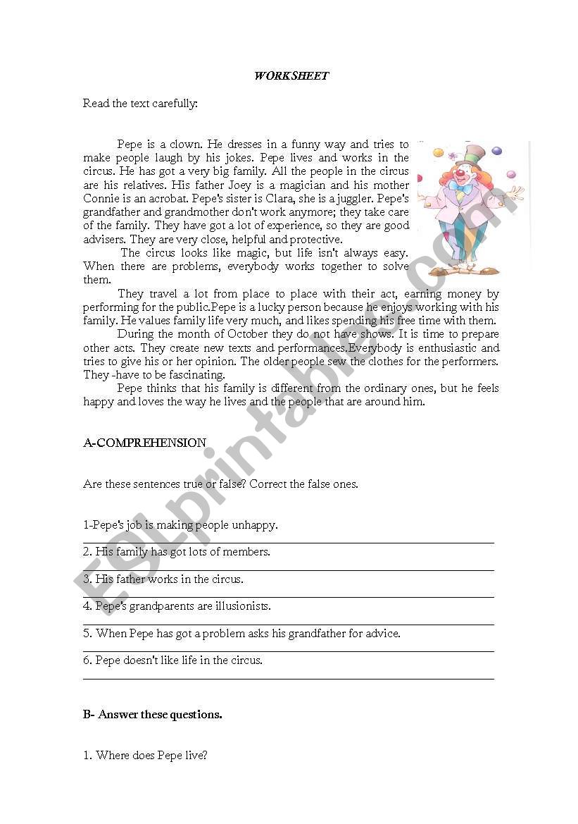 English Test worksheet