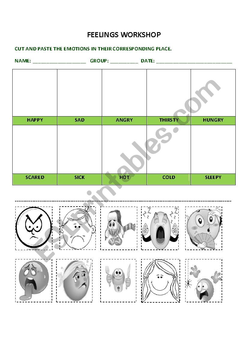 Feelings and Emotions worksheet