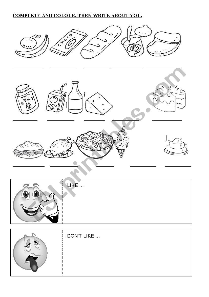 FOOD LIKES - DISLIKES worksheet