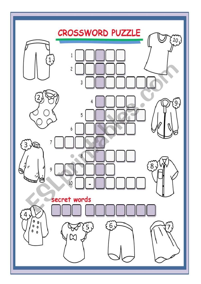 Clothes worksheet