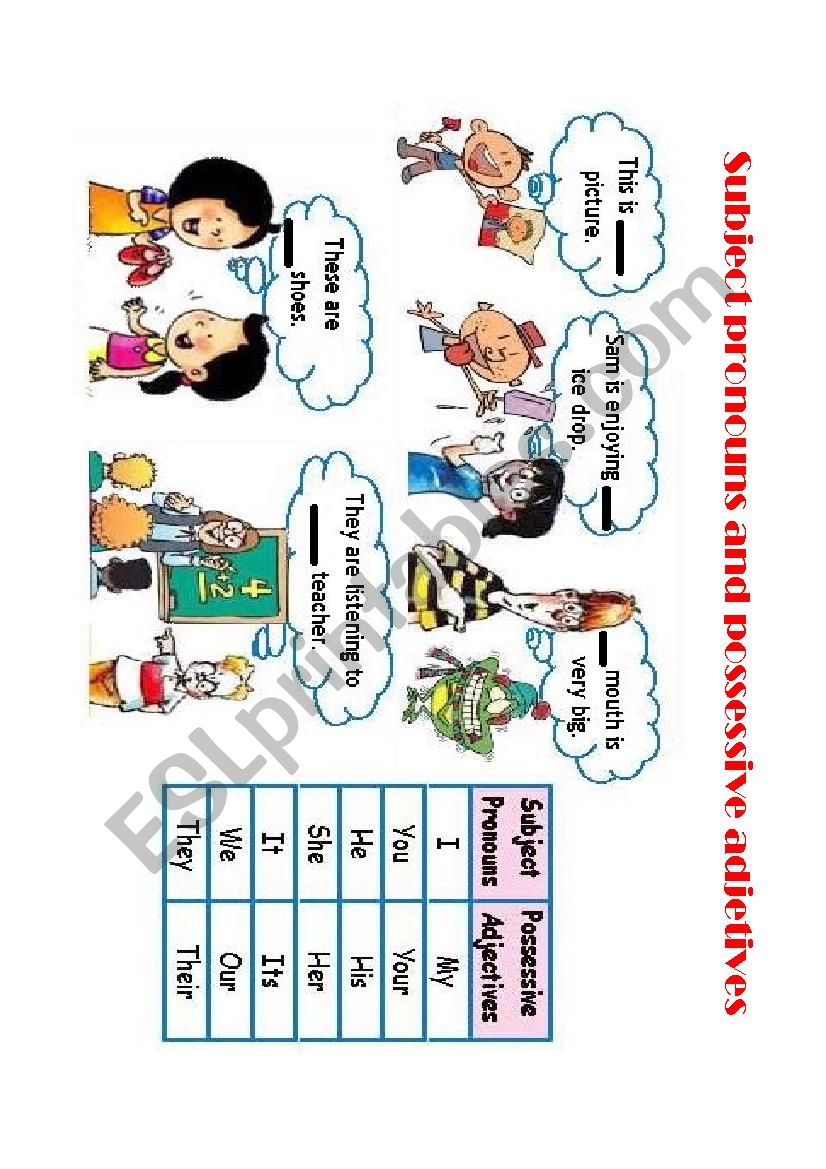 subject pronouns worksheet