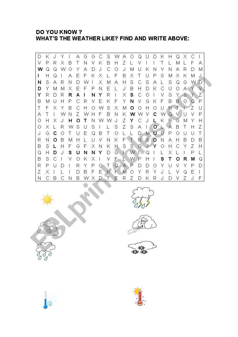 Weather Crosswords worksheet