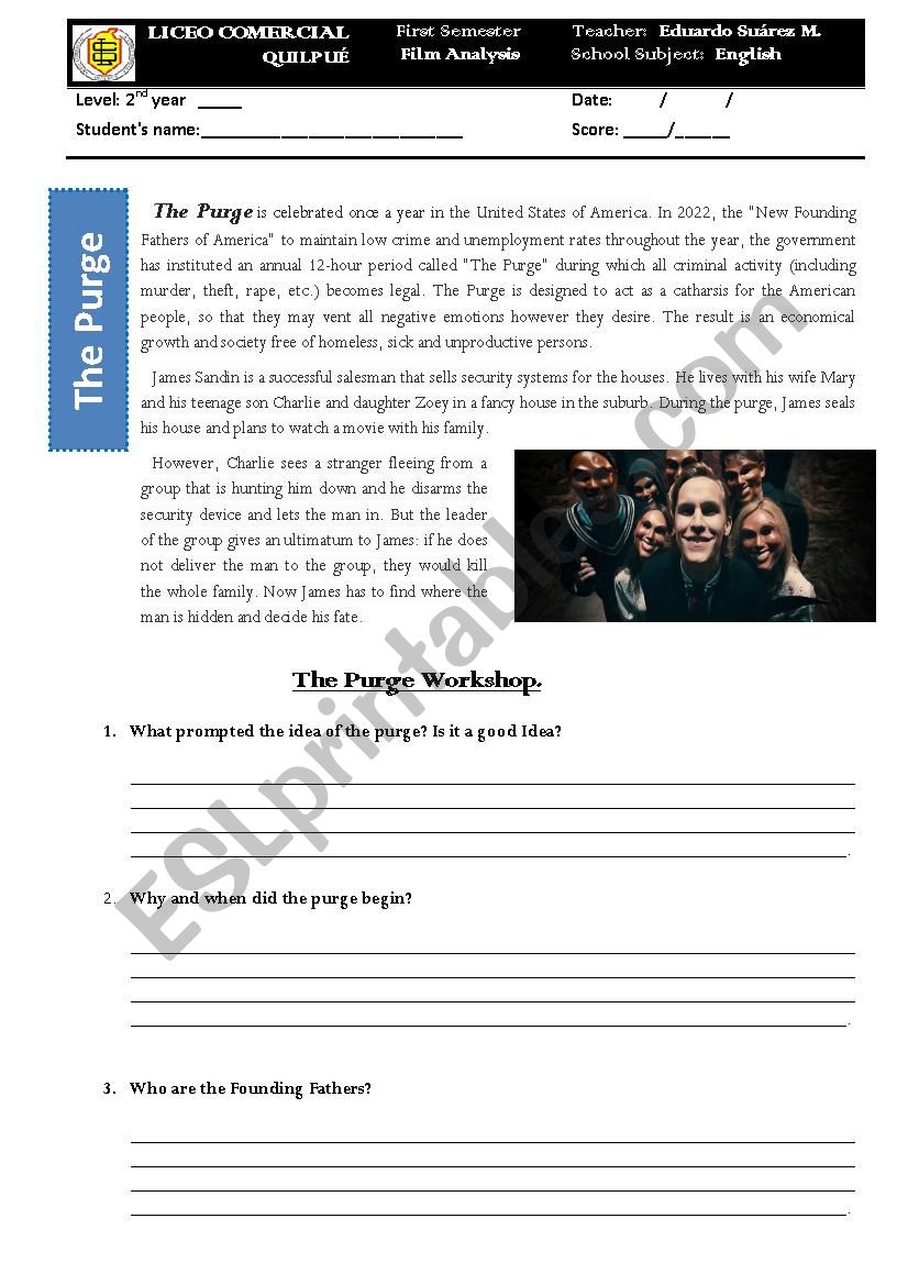 The Purge - Movie analysis worksheet