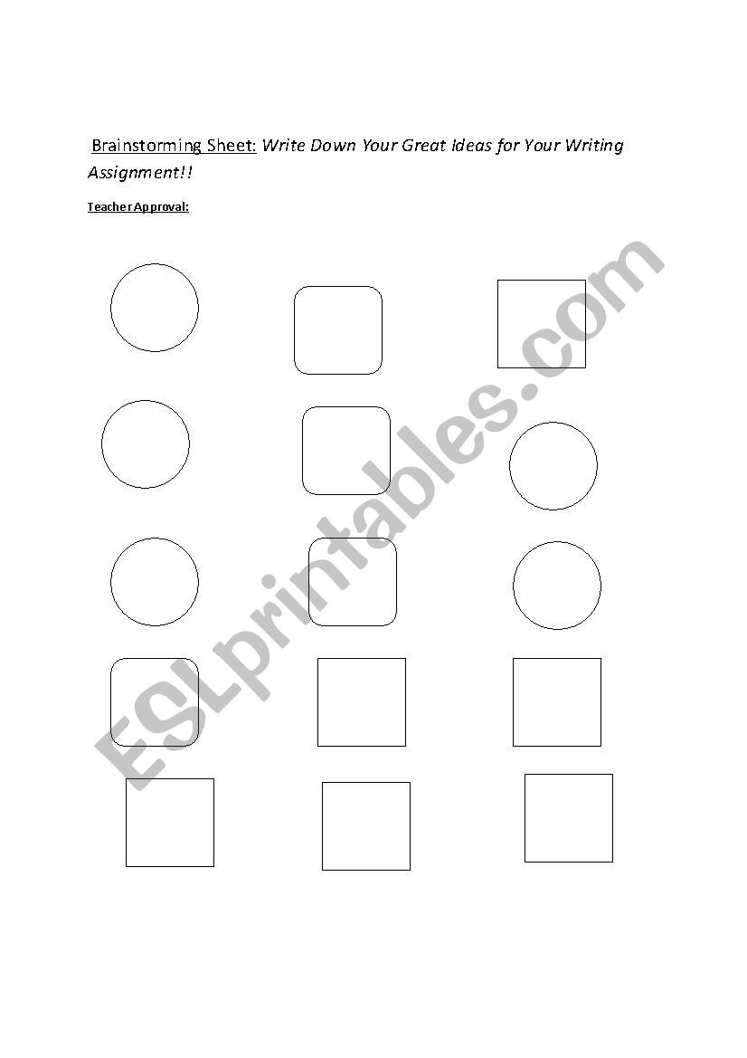 Brainstorming/Outlining Sheet worksheet