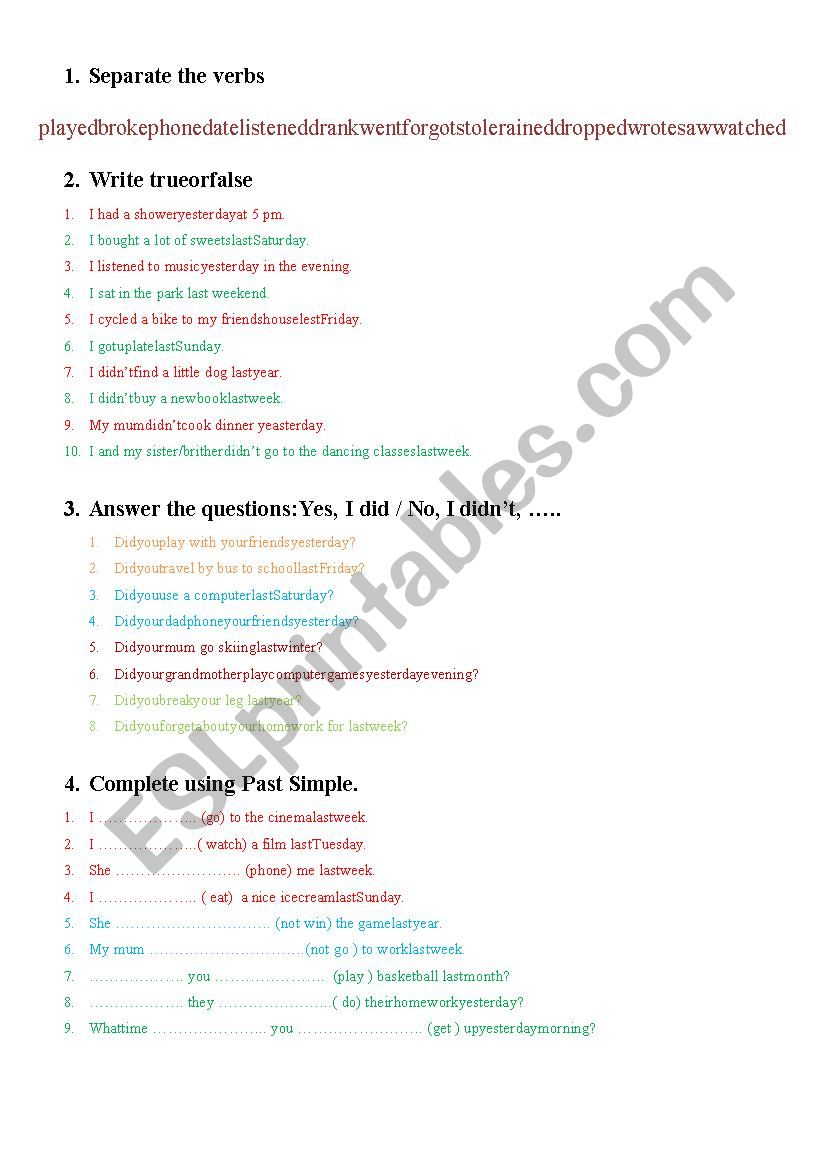 Past Simple worksheet