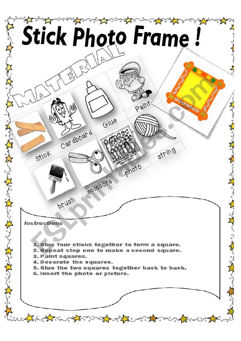 Handicraft -photo frame worksheet