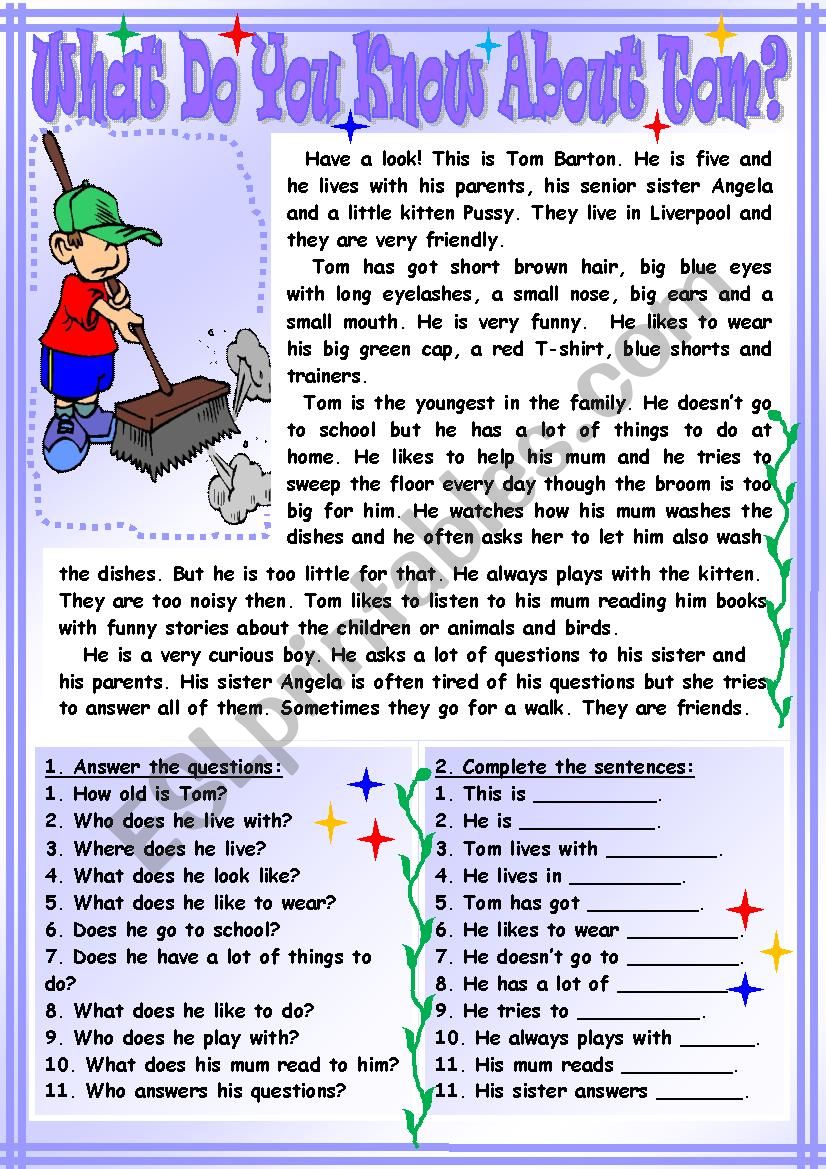 What Do You Know About Tom? worksheet