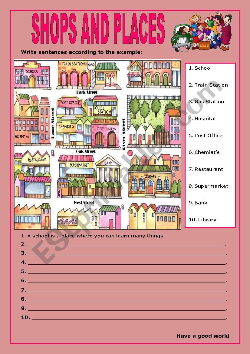 Shops and Places:5 worksheet
