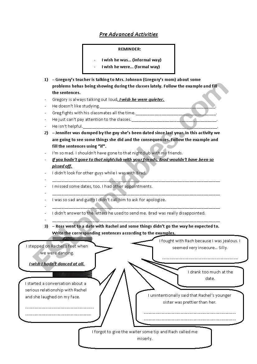 Pre Advanced Activities Wish worksheet